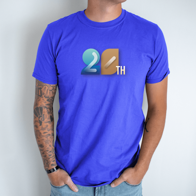 Unisex marškinėliai su spauda „20th“ - Image 7