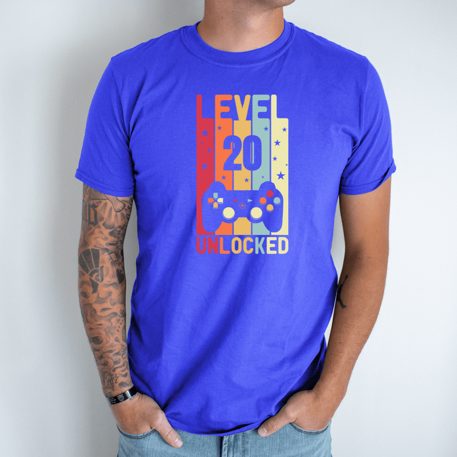 Unisex marškinėliai su spauda „Level 20 Unlocked“ - Image 5