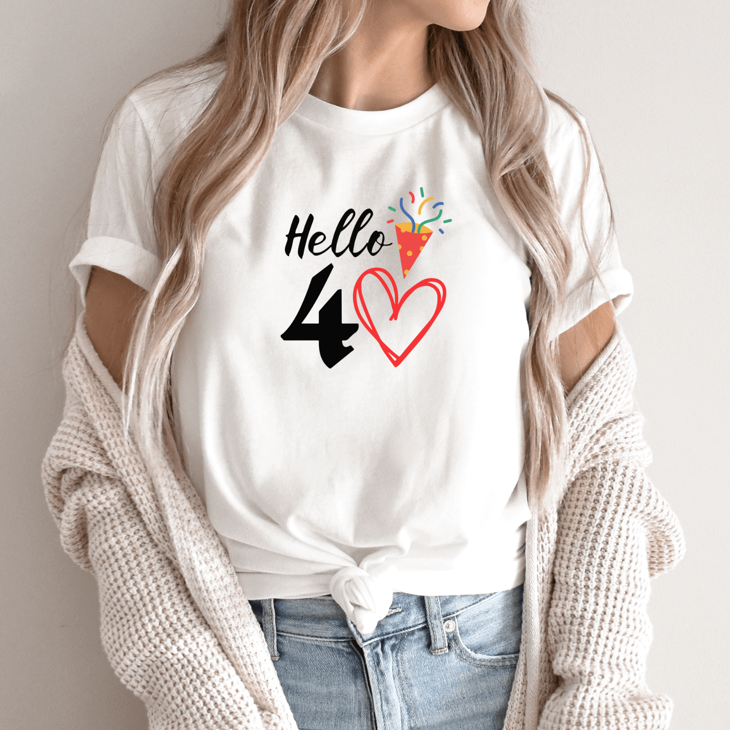 Unisex marškinėliai su spauda „Hello 40“ - Image 6