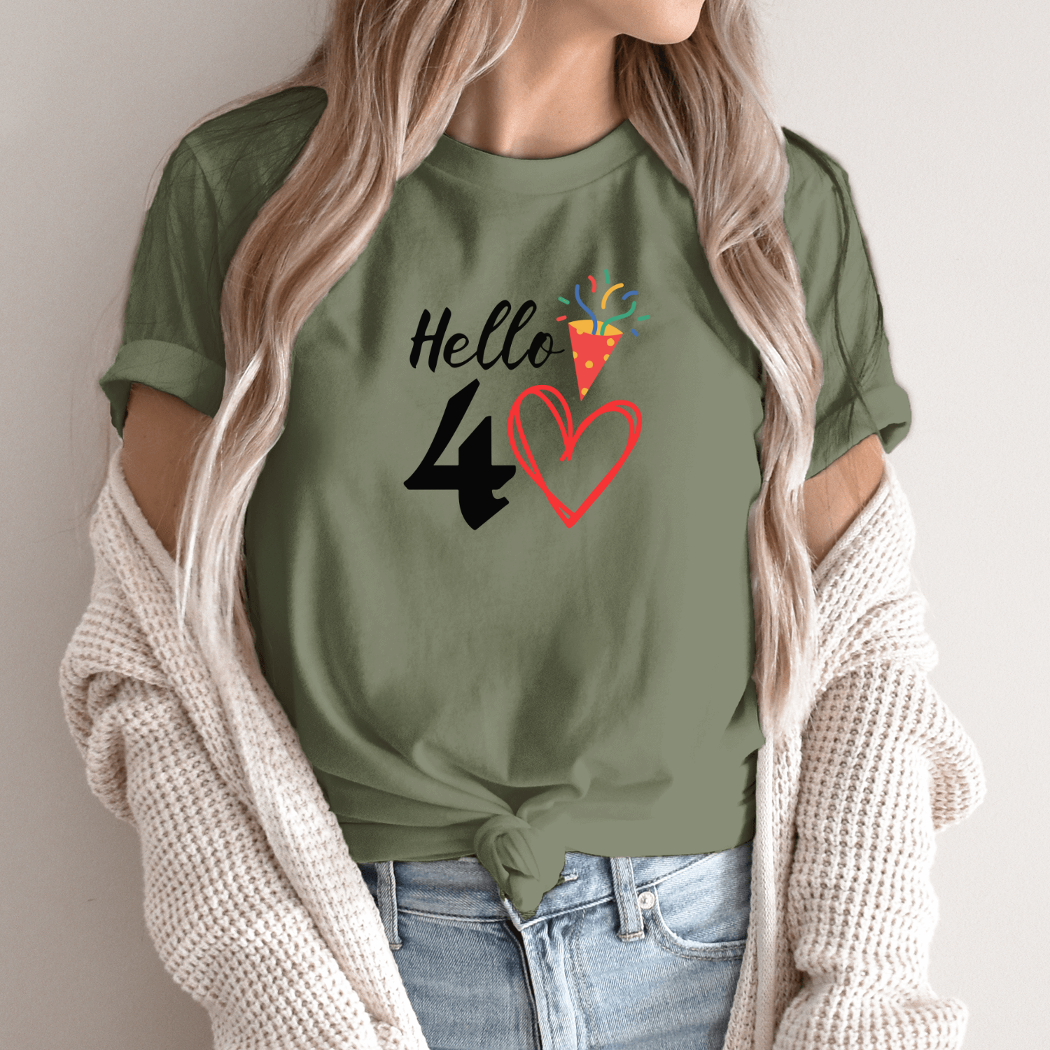 Unisex marškinėliai su spauda „Hello 40“ - Image 7