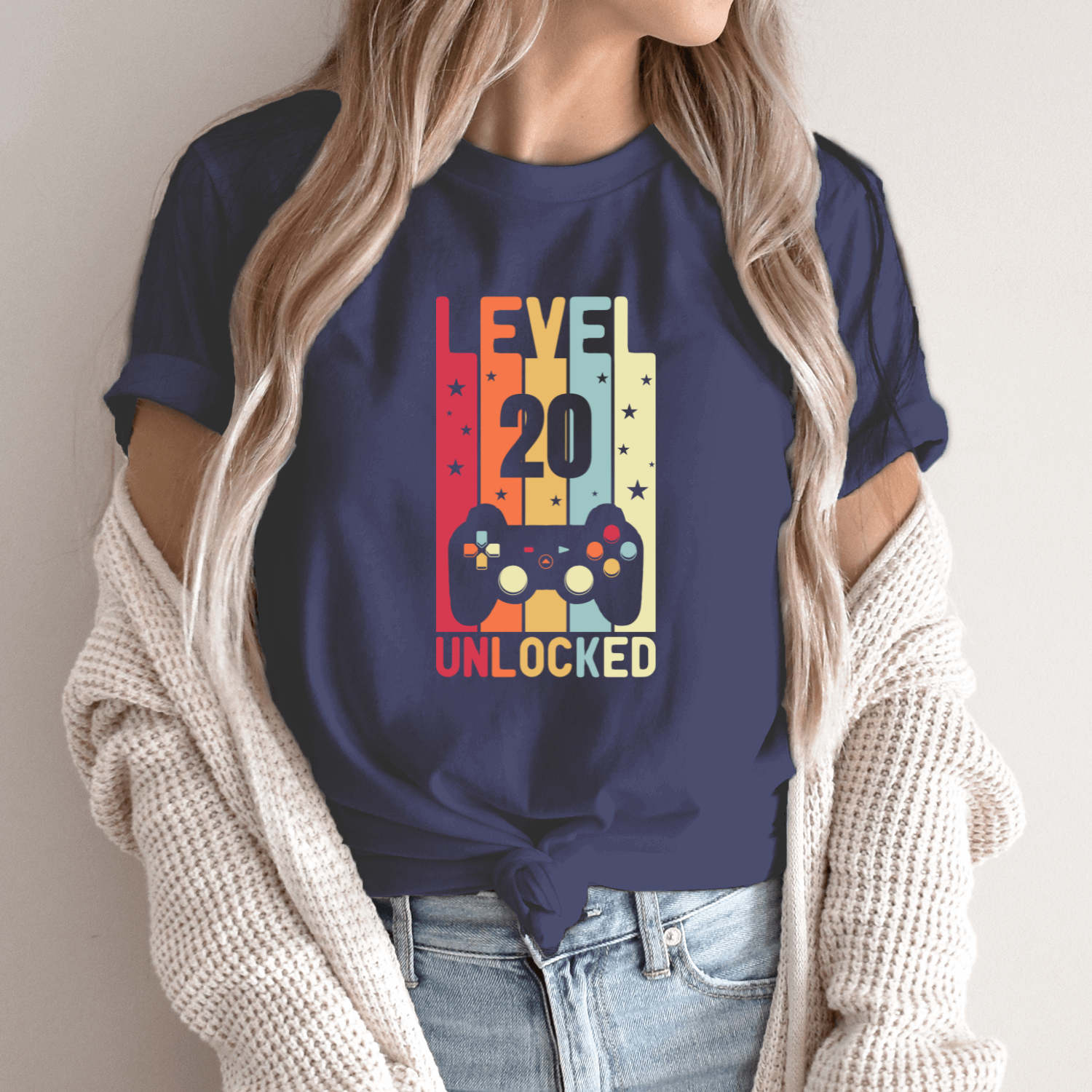 Unisex marškinėliai su spauda „Level 20 Unlocked“ - Image 8