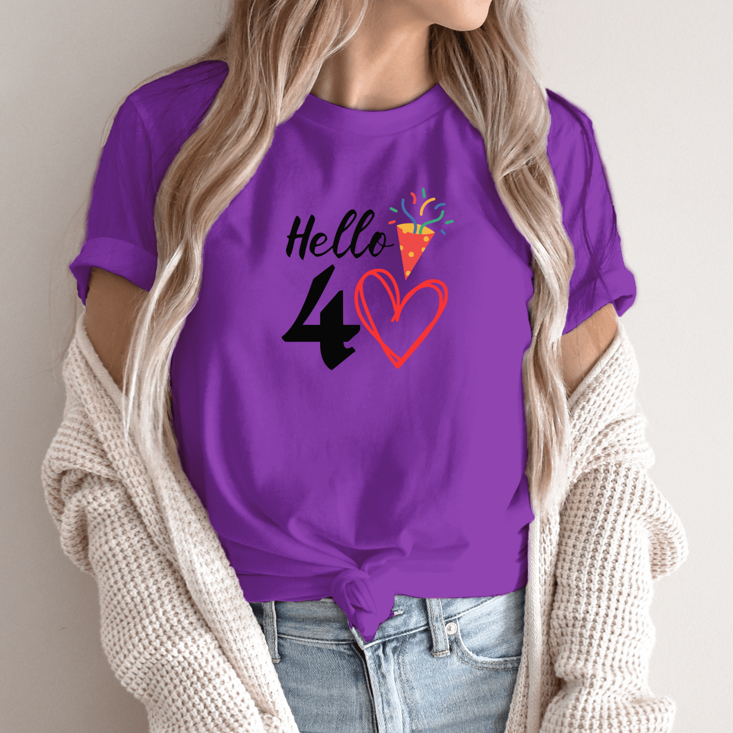 Unisex marškinėliai su spauda „Hello 40“ - Image 8