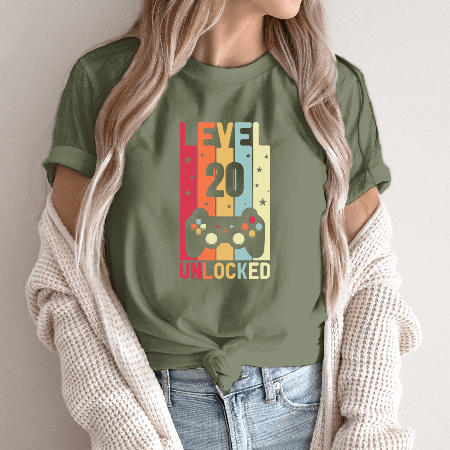 Unisex marškinėliai su spauda „Level 20 Unlocked“ - Image 7