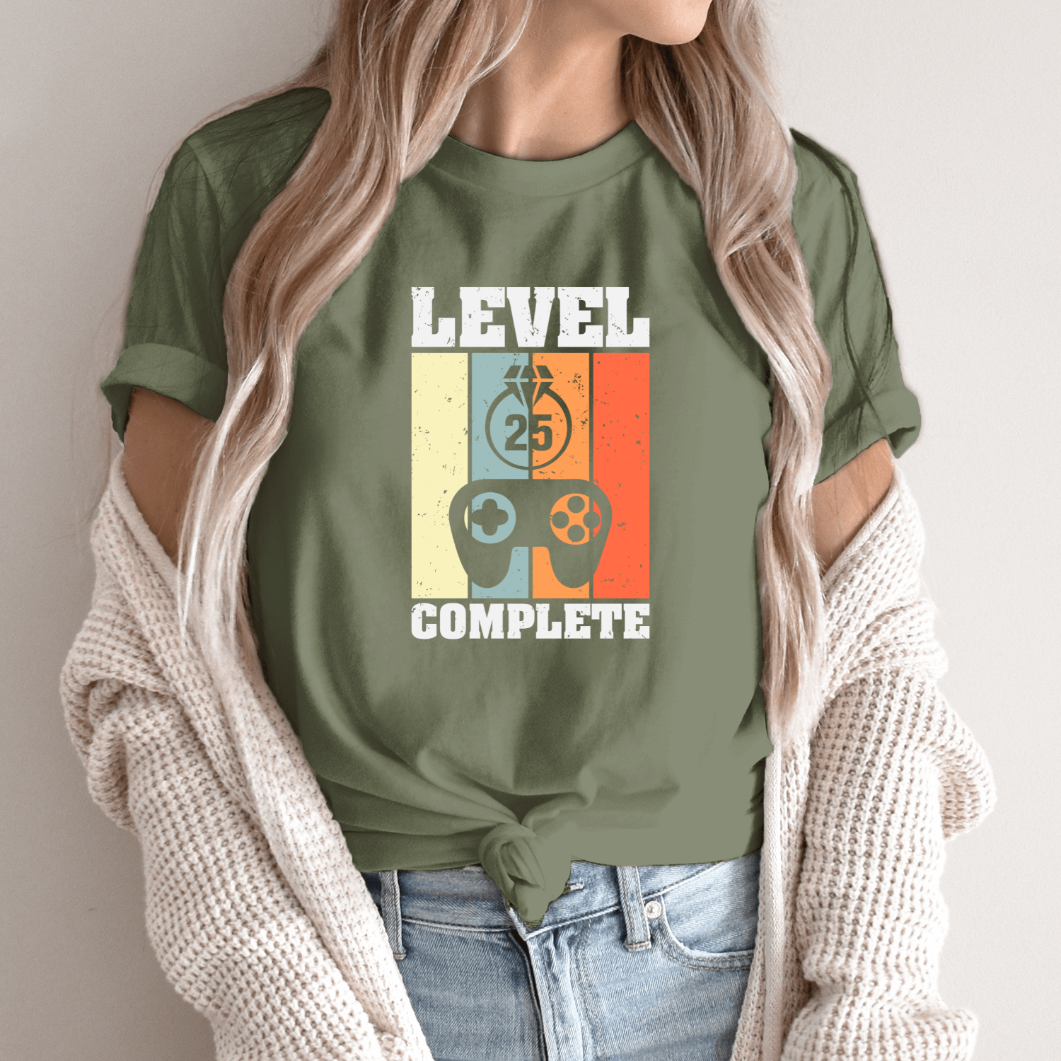 Unisex marškinėliai su spauda „Level 25 Complete“ - Image 7