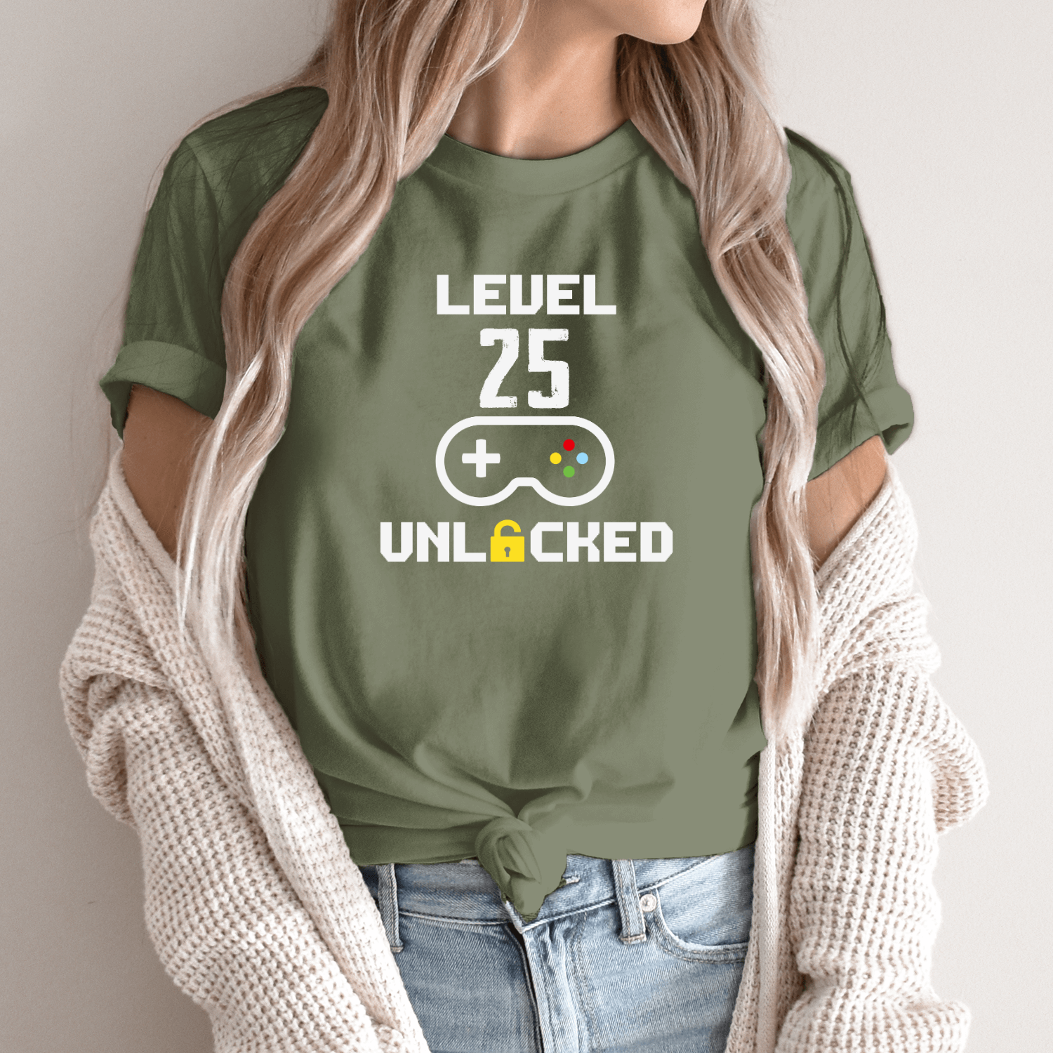 Unisex marškinėliai su spauda „Unlocked level 25“ - Image 9
