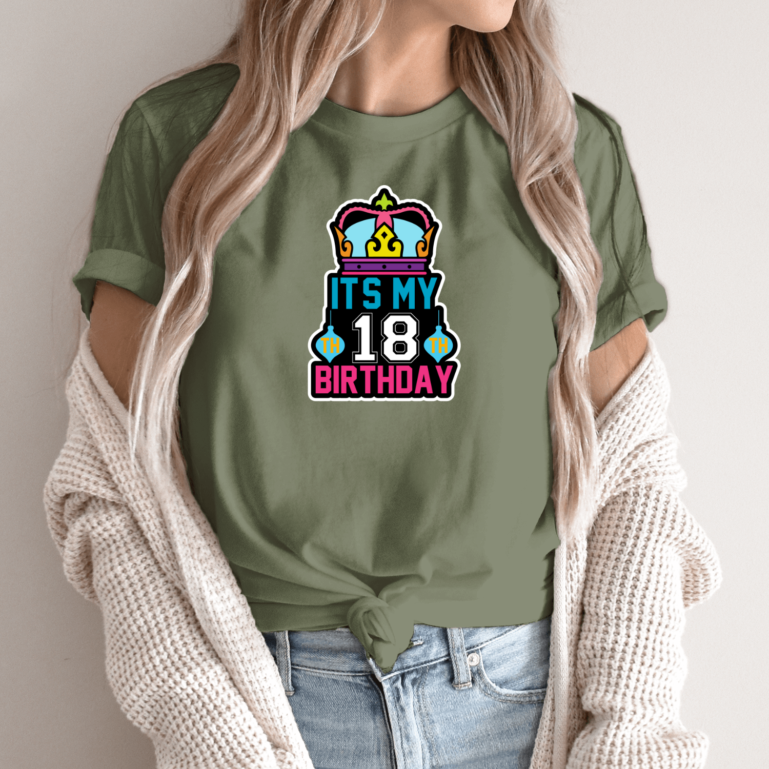 Unisex marškinėliai su spauda „It's my 18 birthday“ - Image 10