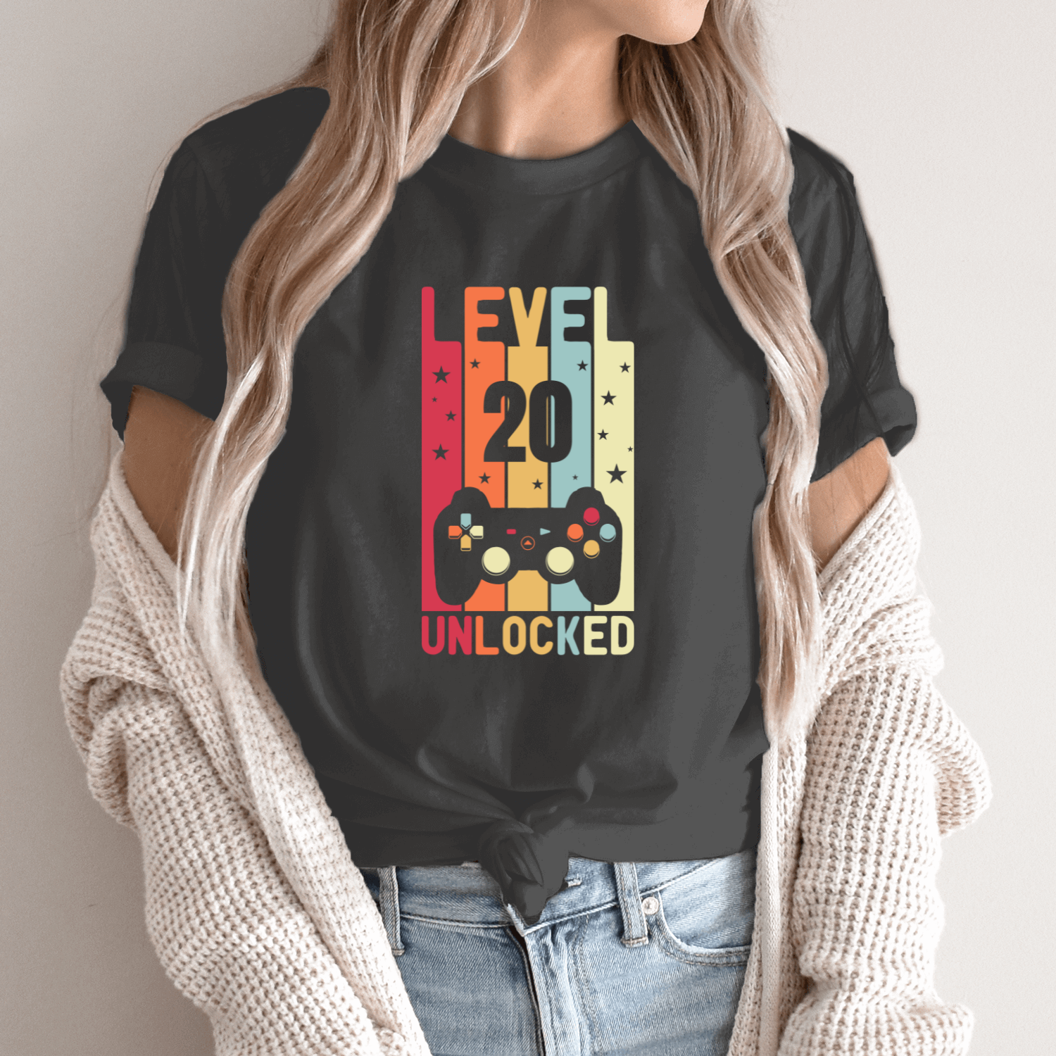 Unisex marškinėliai su spauda „Level 20 Unlocked“ - Image 10