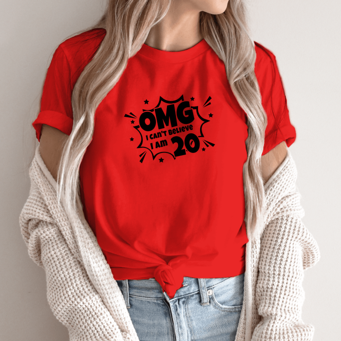 Unisex marškinėliai su spauda „OMG. Not Believe I Am 20“ - Image 13