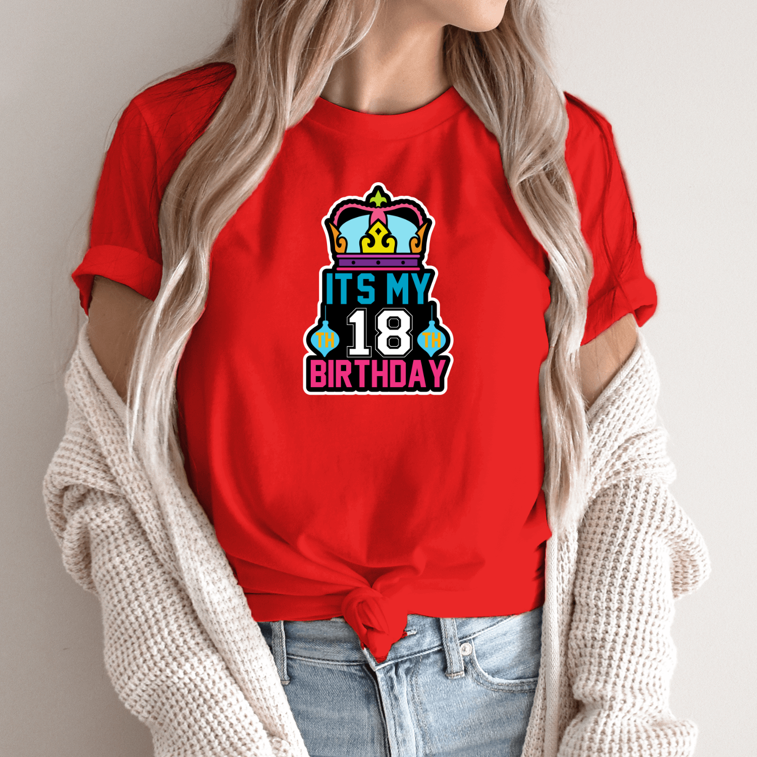 Unisex marškinėliai su spauda „It's my 18 birthday“ - Image 13