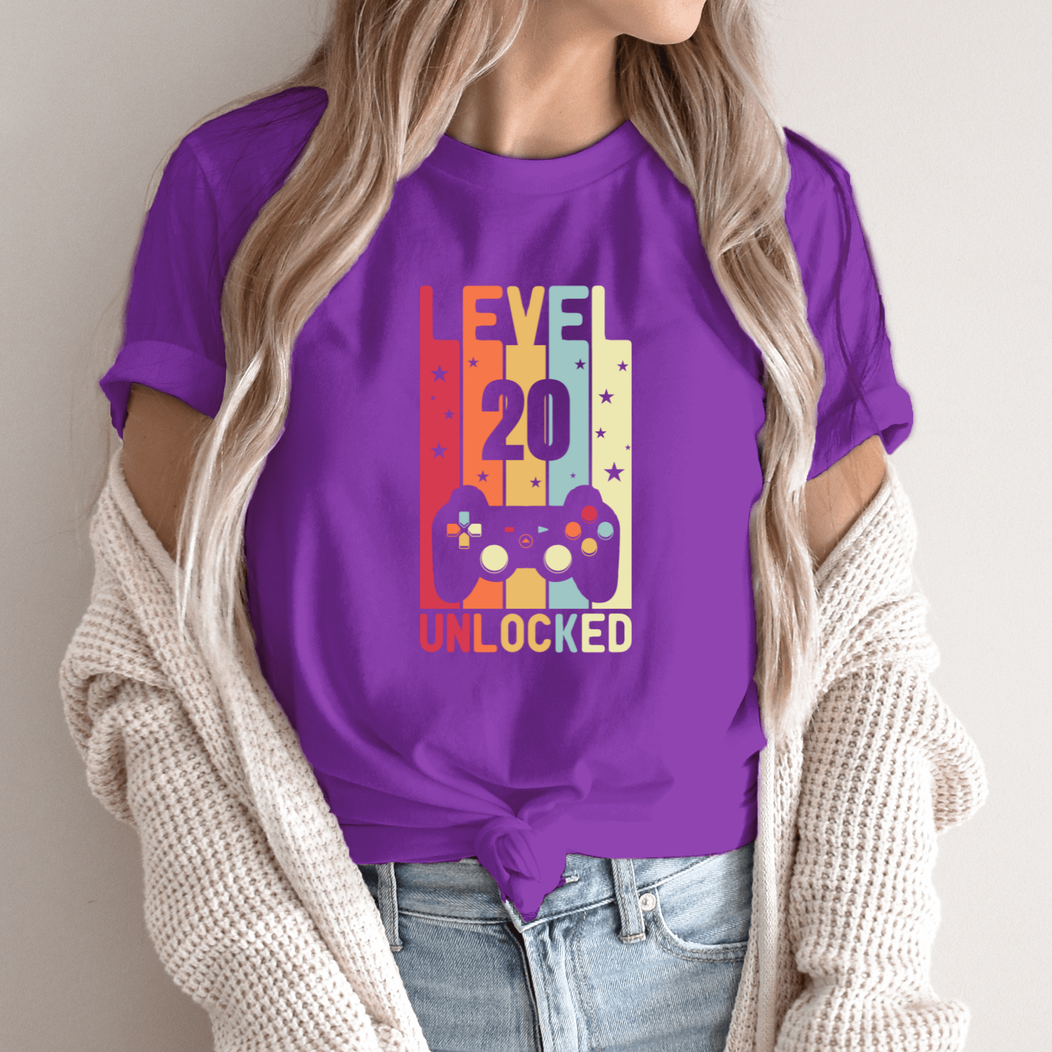 Unisex marškinėliai su spauda „Level 20 Unlocked“ - Image 9