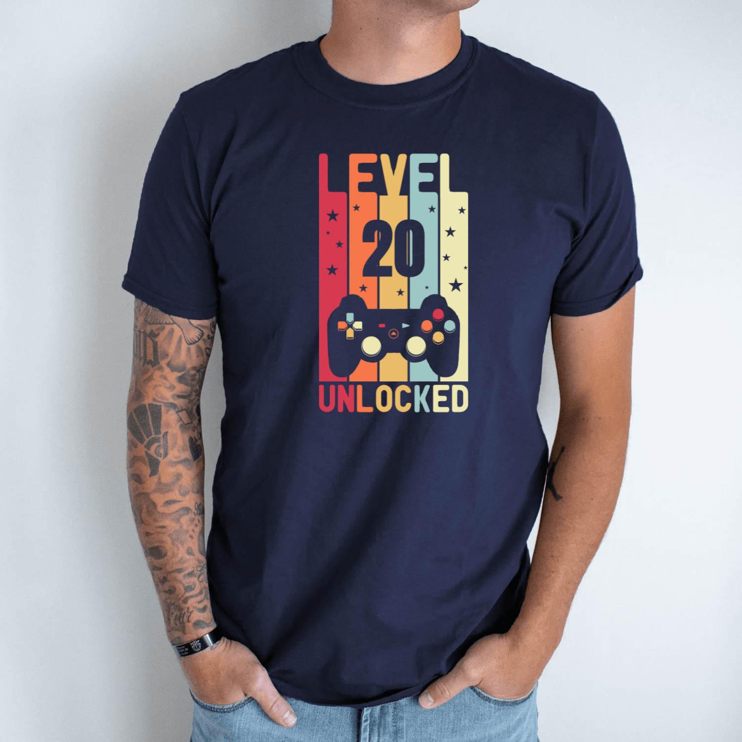 Unisex marškinėliai su spauda „Level 20 Unlocked“