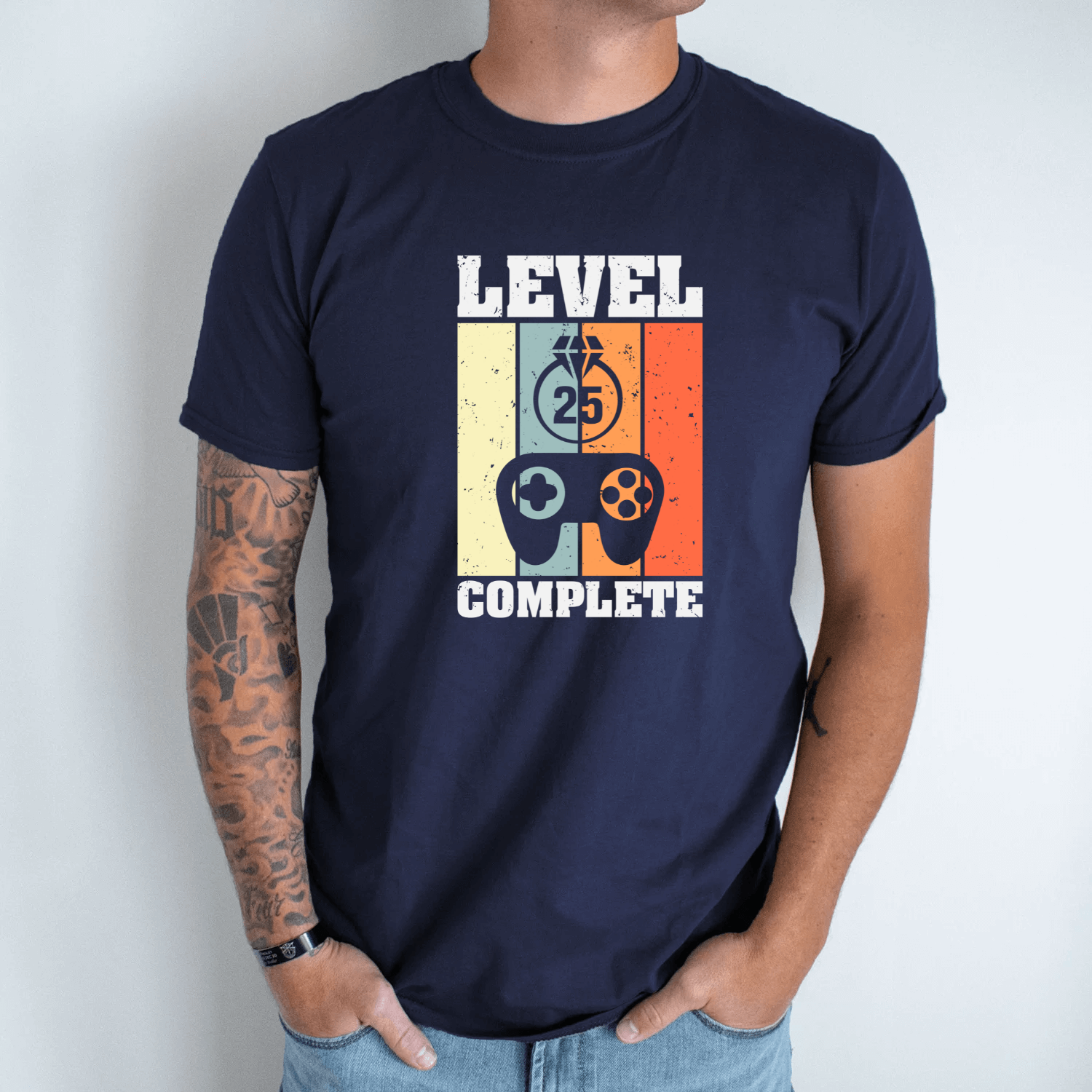 Unisex marškinėliai su spauda „Level 25 Complete“
