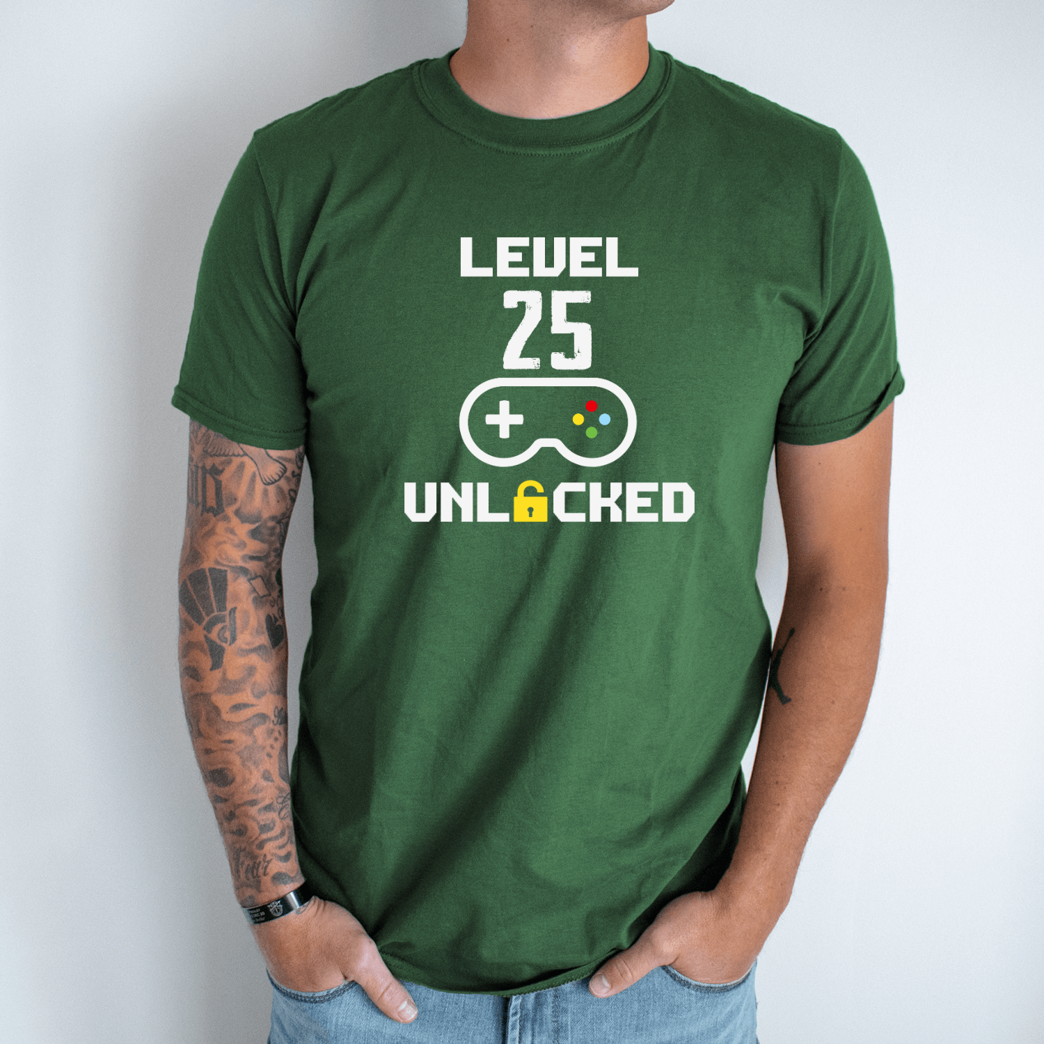 Unisex marškinėliai su spauda „Unlocked level 25“ - Image 5