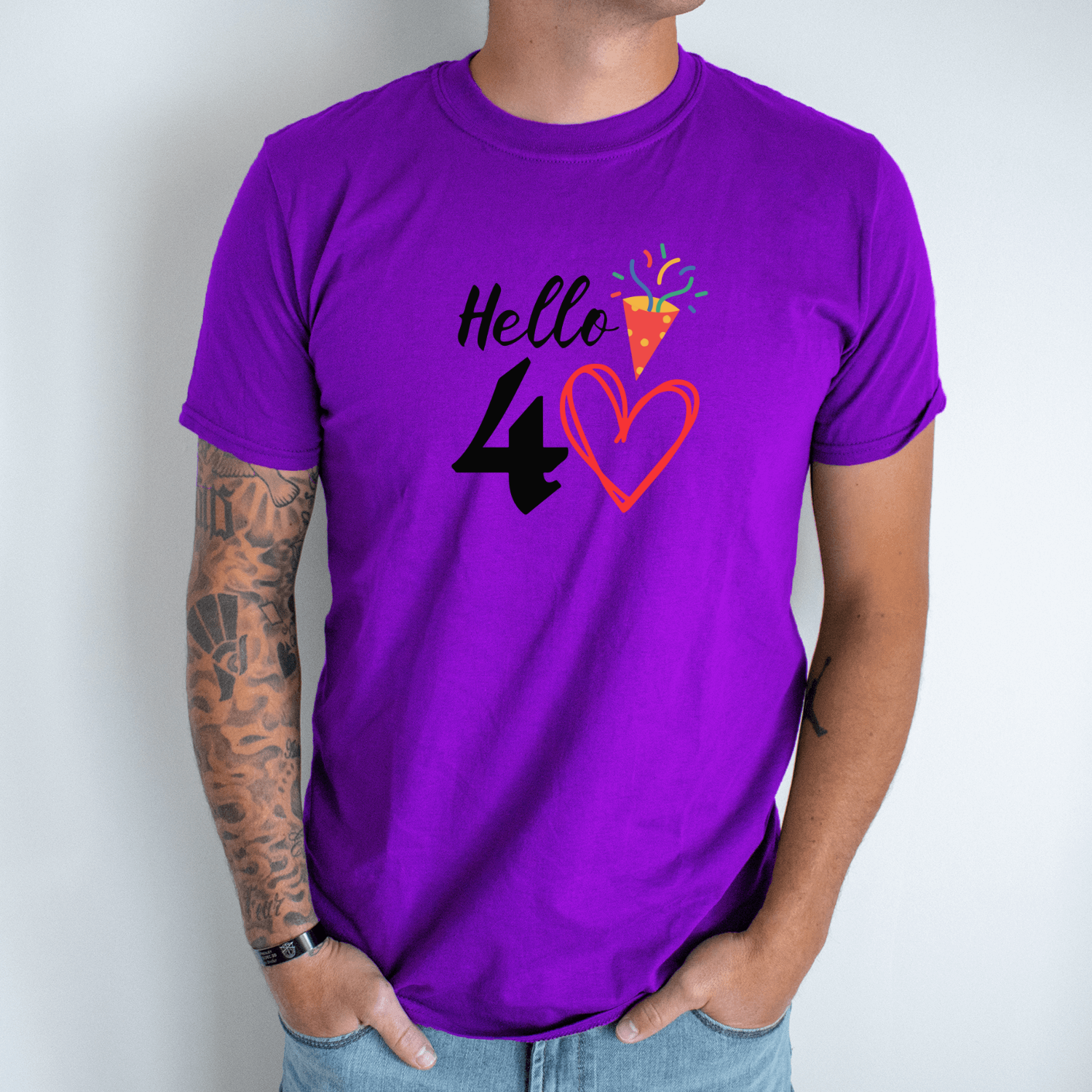 Unisex marškinėliai su spauda „Hello 40“ - Image 3