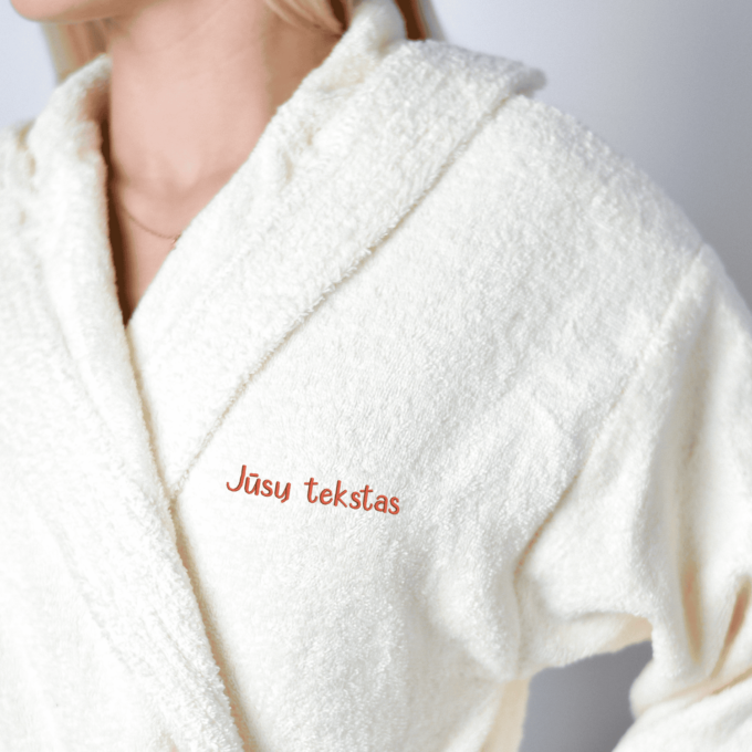 Siuvinėtas unisex chalatas „Jūsų tekstas“ - Image 3