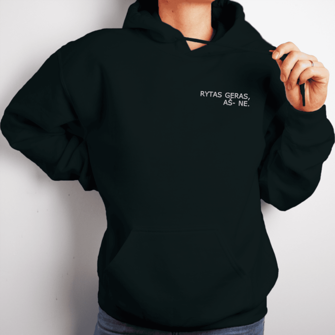 Siuvinėtas unisex džemperis „Rytas geras, aš - ne.“ - Image 3