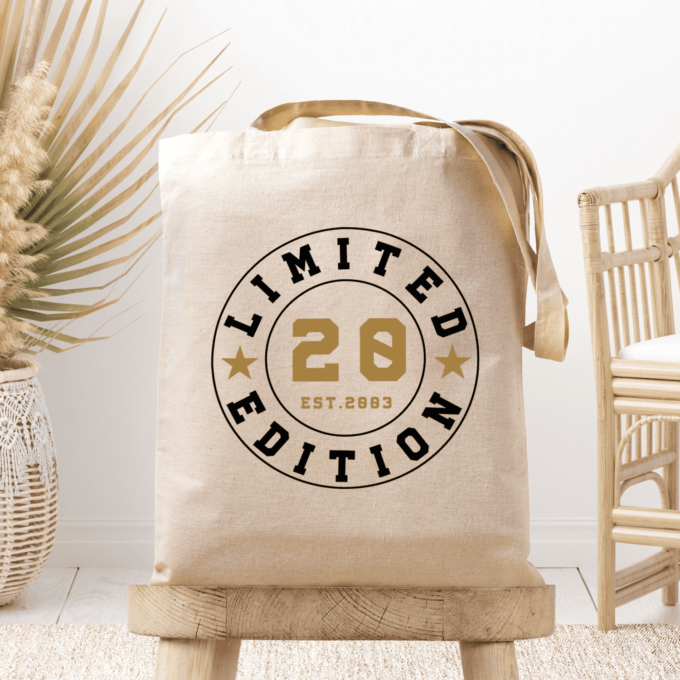 Medžiaginis maišelis su spauda „20 - Limited Edition“