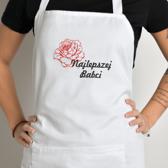 Siuvinėta prijuostė „Najlepszej Babci“