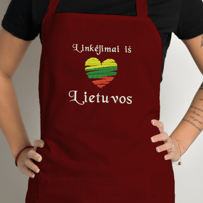 Siuvinėta prijuostė „Linkėjimai iš Lietuvos“ - Image 3