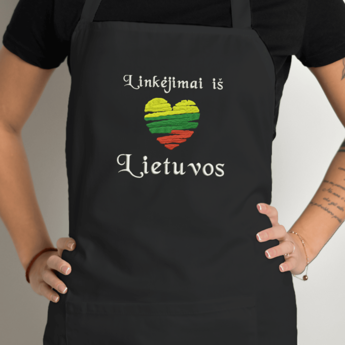 Siuvinėta prijuostė „Linkėjimai iš Lietuvos“ - Image 2