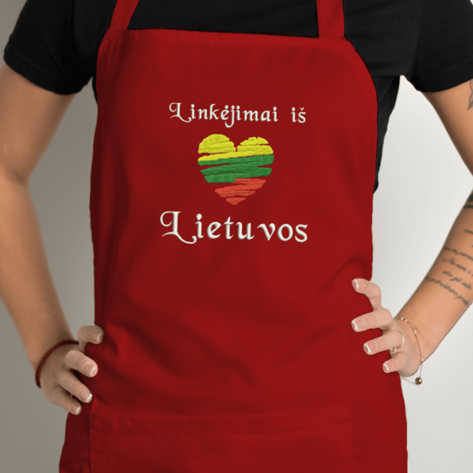 Siuvinėta prijuostė „Linkėjimai iš Lietuvos“ - Image 4