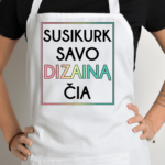 Balta prijuostė su Jūsų dizainu