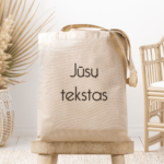 Medžiaginis maišelis su spauda „Jūsų tekstas“