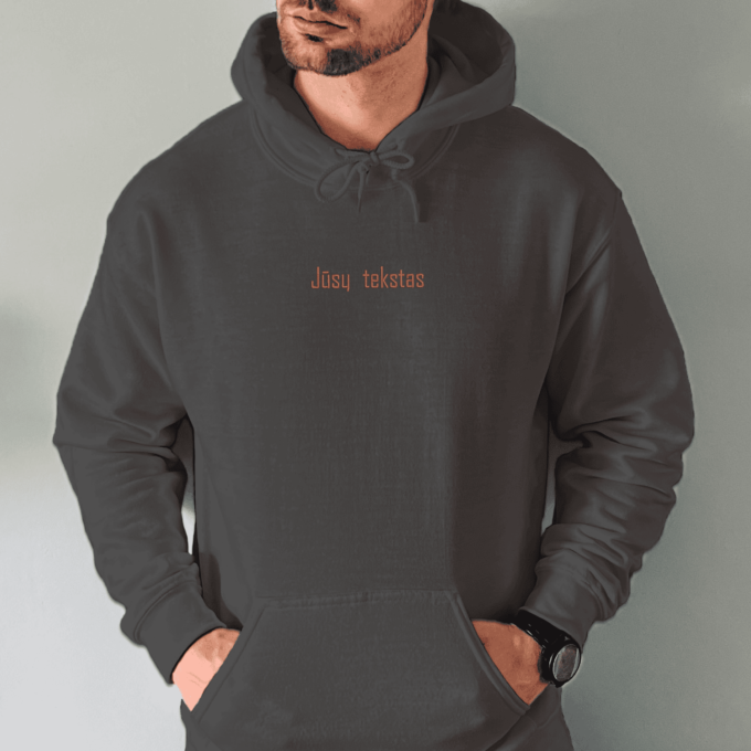 Siuvinėtas unisex džemperis su kapišonu „Jūsų tekstas“ - Image 8