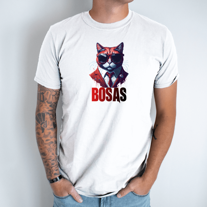 Unisex marškinėliai su spauda „Katinas Bosas“