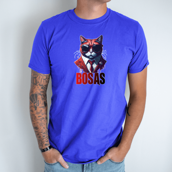 Unisex marškinėliai su spauda „Katinas Bosas“ - Image 3