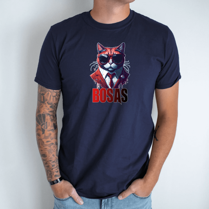 Unisex marškinėliai su spauda „Katinas Bosas“ - Image 6
