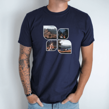 Unisex marškinėliai su Jūsų nuotraukomis „Koliažas“ su baltu rėmeliu
