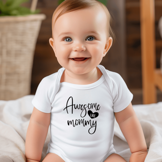Vaikiškas bodžiukas su spauda "Awesome like Mom"
