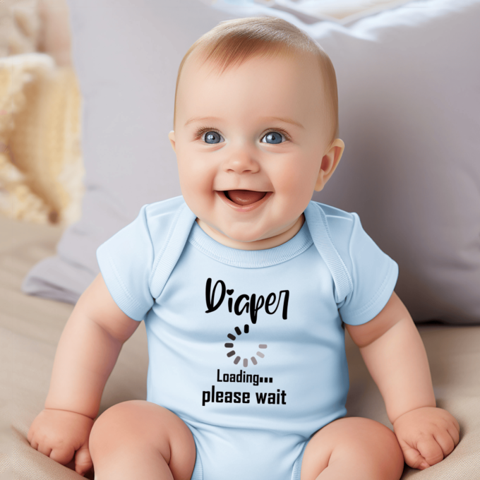 Vaikiškas bodžiukas su spauda "Diaper Loading" - Image 2