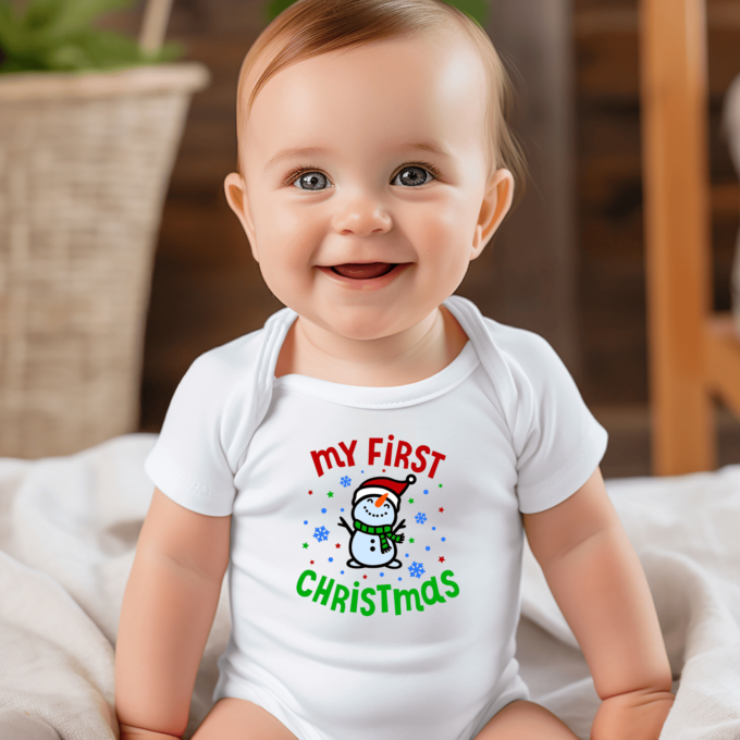 Vaikiškas bodžiukas su spauda "My first Christmas"