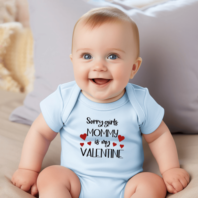 Vaikiškas bodžiukas su spauda "Mom is my valentine" - Image 2