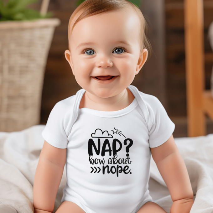 Vaikiškas bodžiukas su spauda "Nap?"