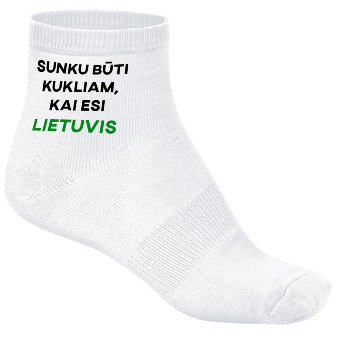 Kojinės su spauda „Sunku būti kukliam, kai esi Lietuvis“