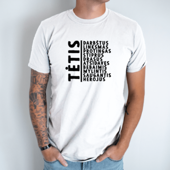 Unisex marškinėliai su spauda „Tėčio savybės“