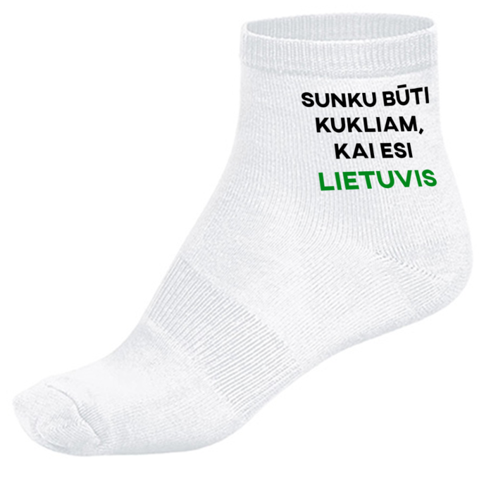 Kojinės su spauda „Sunku būti kukliam, kai esi Lietuvis“ - Image 3