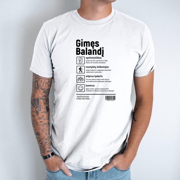 Unisex marškinėliai su spauda „Gimęs balandį“ - Image 2