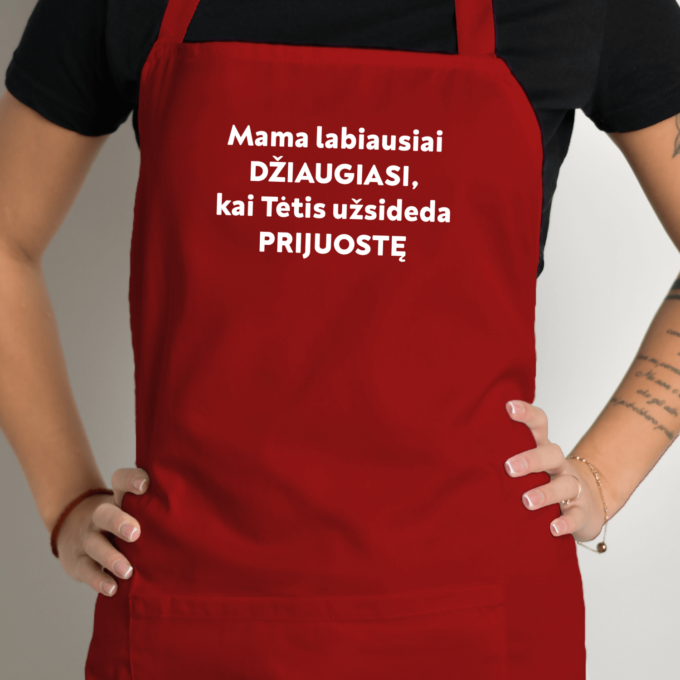 Prijuostė su spauda „Mama džiaugiasi“