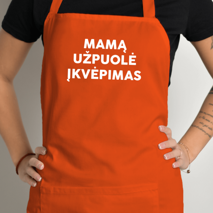 Prijuostė su spauda „Mamą užpuolė įkvėpimas“