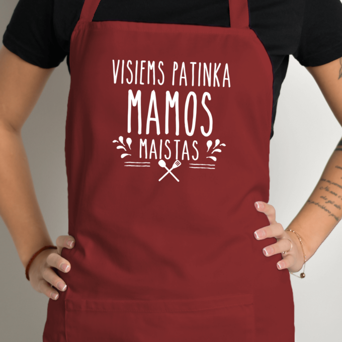 Prijuostė su spauda „Visiems patinka Mamos maistas“ - Image 3
