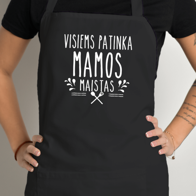 Prijuostė su spauda „Visiems patinka Mamos maistas“ - Image 2
