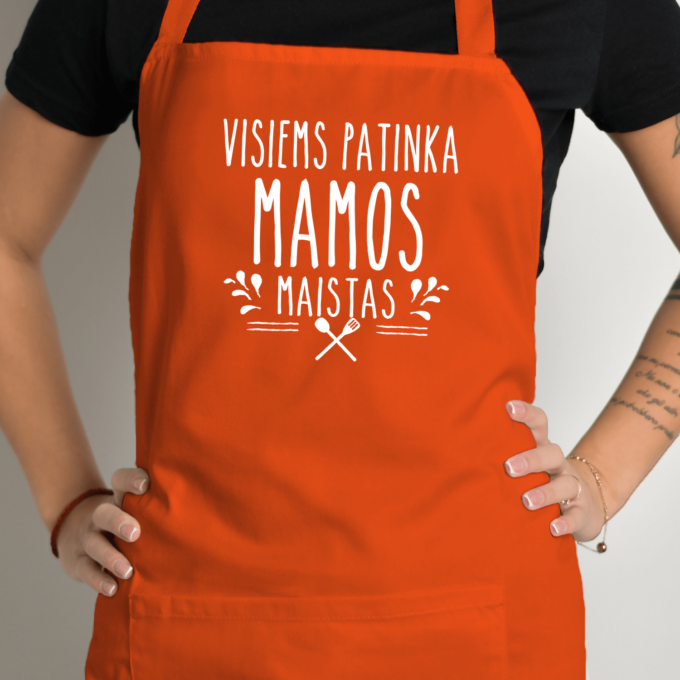 Prijuostė su spauda „Visiems patinka Mamos maistas“ - Image 4