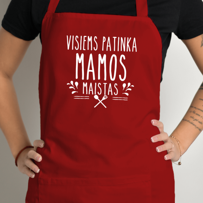Prijuostė su spauda „Visiems patinka Mamos maistas“ - Image 6