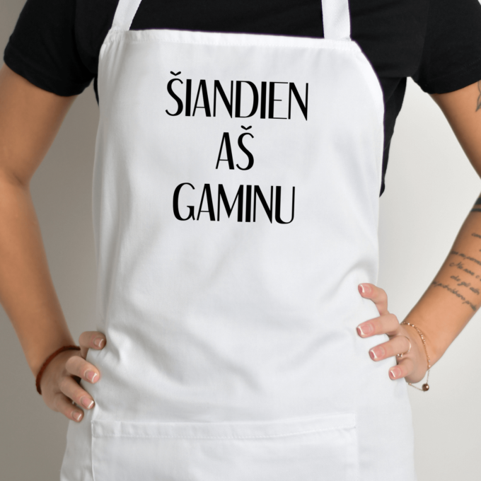 Prijuostė su spauda „Šiandien aš gaminu“