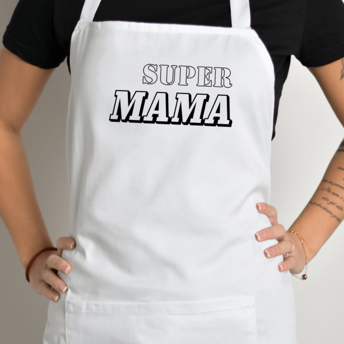 Prijuostė su spauda „Super Mama“ - Image 2