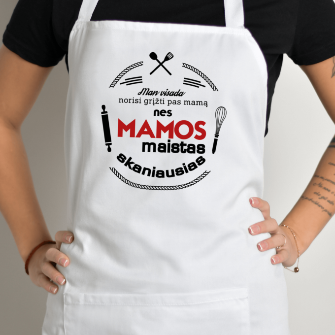 Prijuostė su spauda „Mamos maistas“